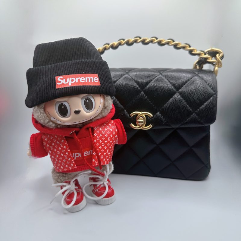 Labubu LV Vermillion Monogram Explorer &Supreme Red Hoodie Set - Image 3