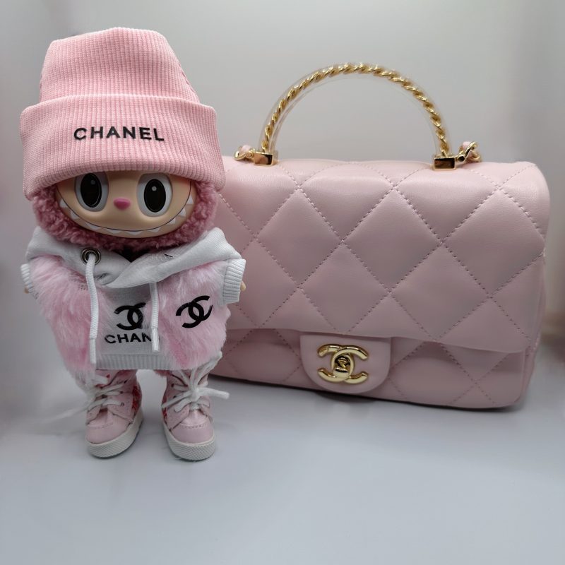 Labubu Chanel Pink Fur Vest & Hoodie Girl’s Set - Image 2