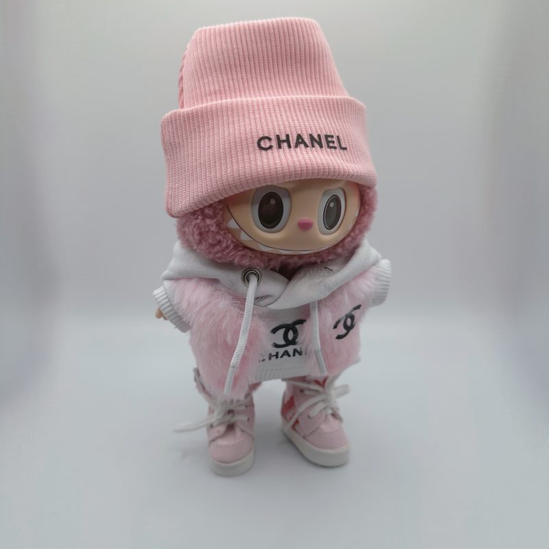 Labubu Chanel Pink Fur Vest & Hoodie Girl’s Set - Image 4