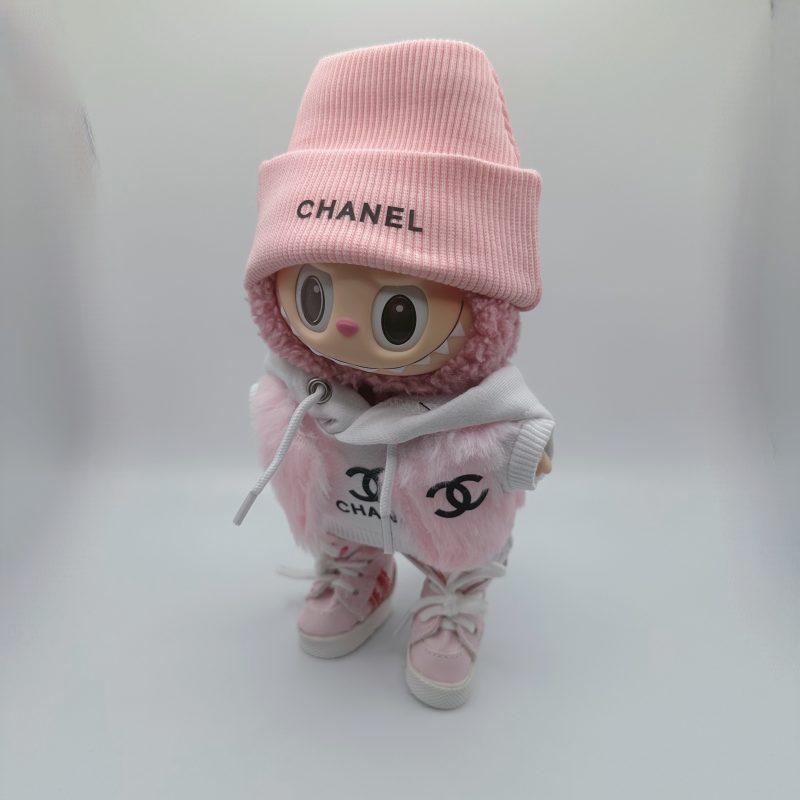 Labubu Chanel Pink Fur Vest & Hoodie Girl’s Set - Image 3