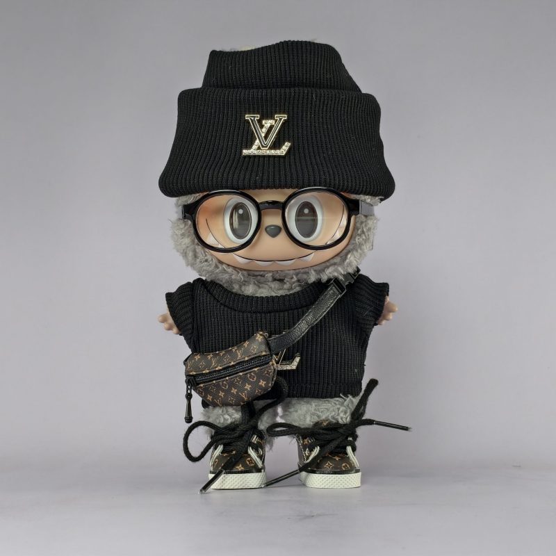 Labubu Streetwear Black Knit Wool Boy Suit