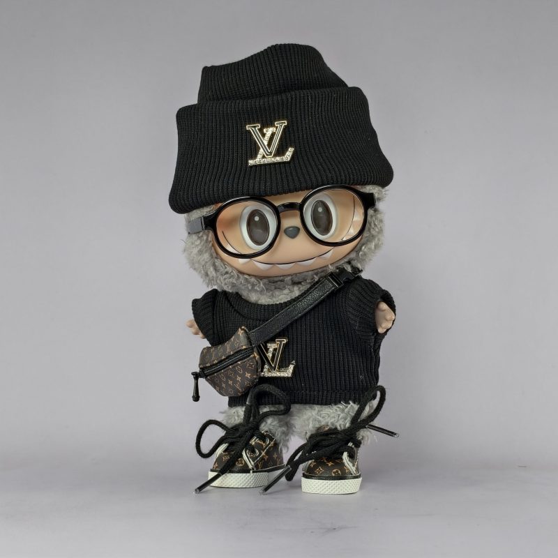 Labubu Streetwear Black Knit Wool Boy Suit - Image 3