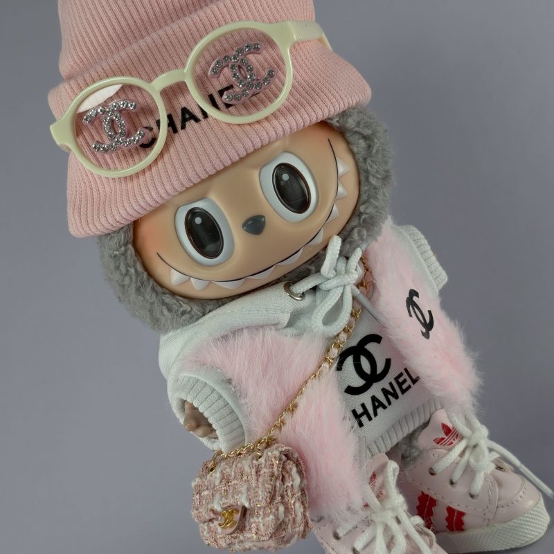 Labubu Chanel Pink Fur Vest & Hoodie Girl’s Set - Image 4