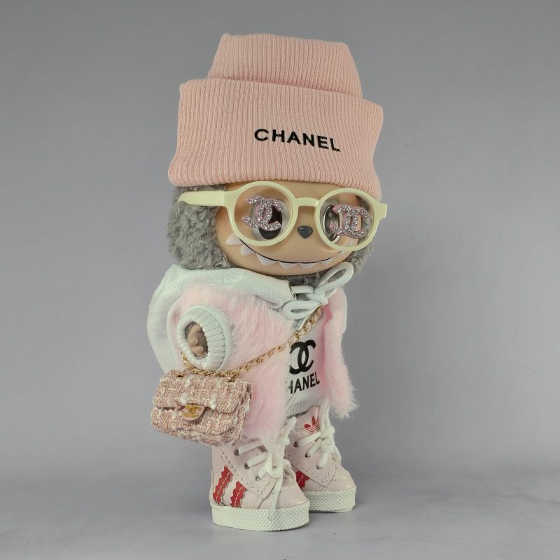 Labubu Chanel Pink Fur Vest & Hoodie Girl’s Set - Image 3
