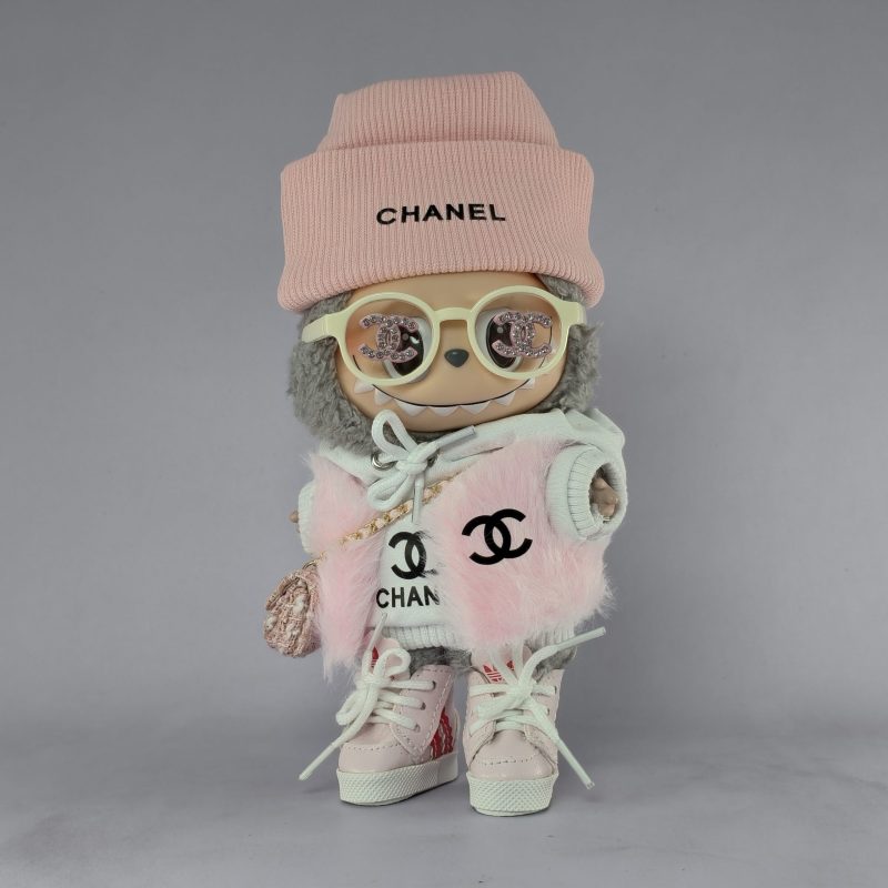 Labubu Chanel Pink Fur Vest & Hoodie Girl’s Set - Image 2