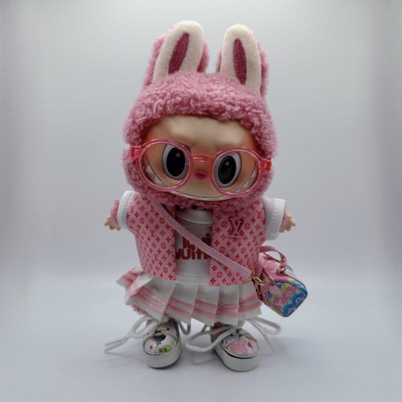 Labubu LV Pink Monogram Vest & Cute Skirt Girl's Set - Image 6
