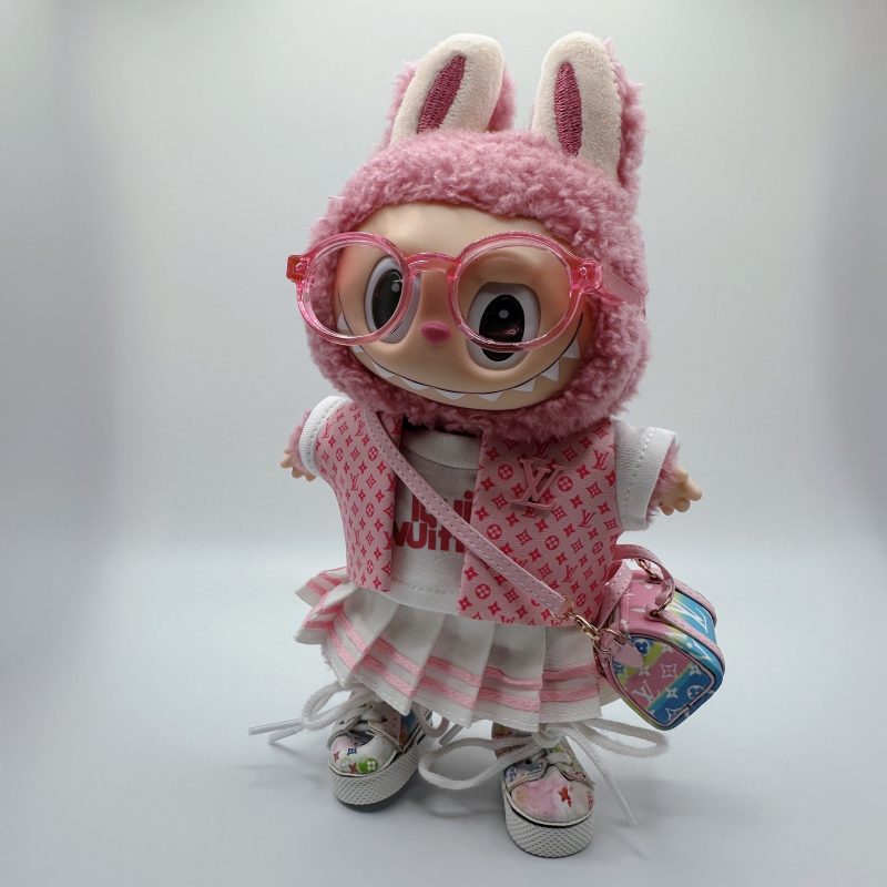 Labubu LV Pink Monogram Vest & Cute Skirt Girl's Set - Image 4