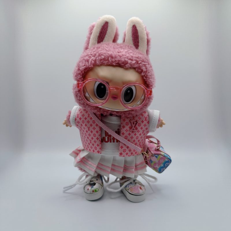 Labubu LV Pink Monogram Vest & Cute Skirt Girl's Set