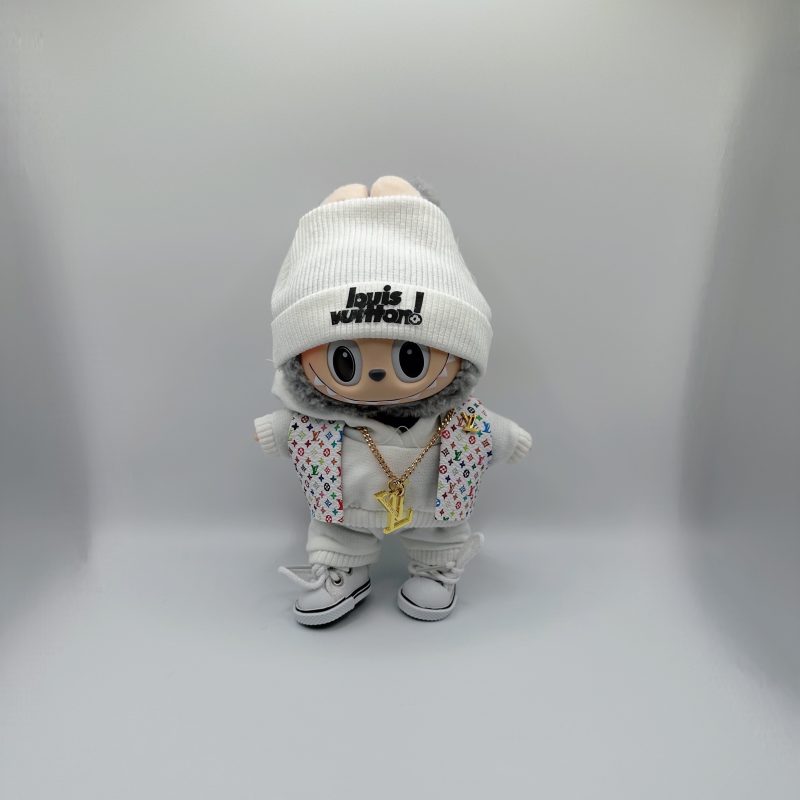 Labubu LV  Monogram Vest& Oversize Hoodie &Necklace Complete Set