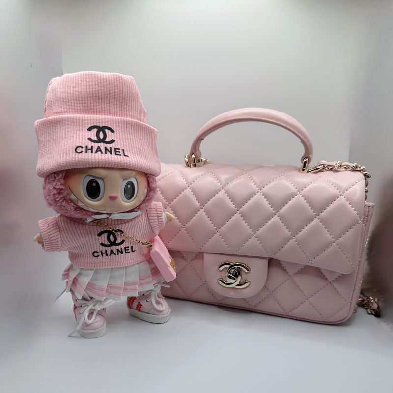 Labubu Chanel  knitted fabric  Hat & T-Shirt Cute Skirt Girl's Set - Image 2